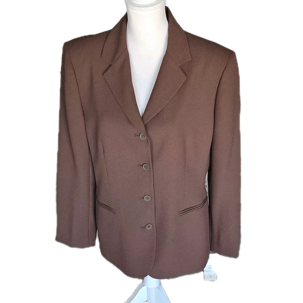 Evan Picone Jacket Blazer Womens 12 Olive Brown Career Corporate‎ C-Suite Office